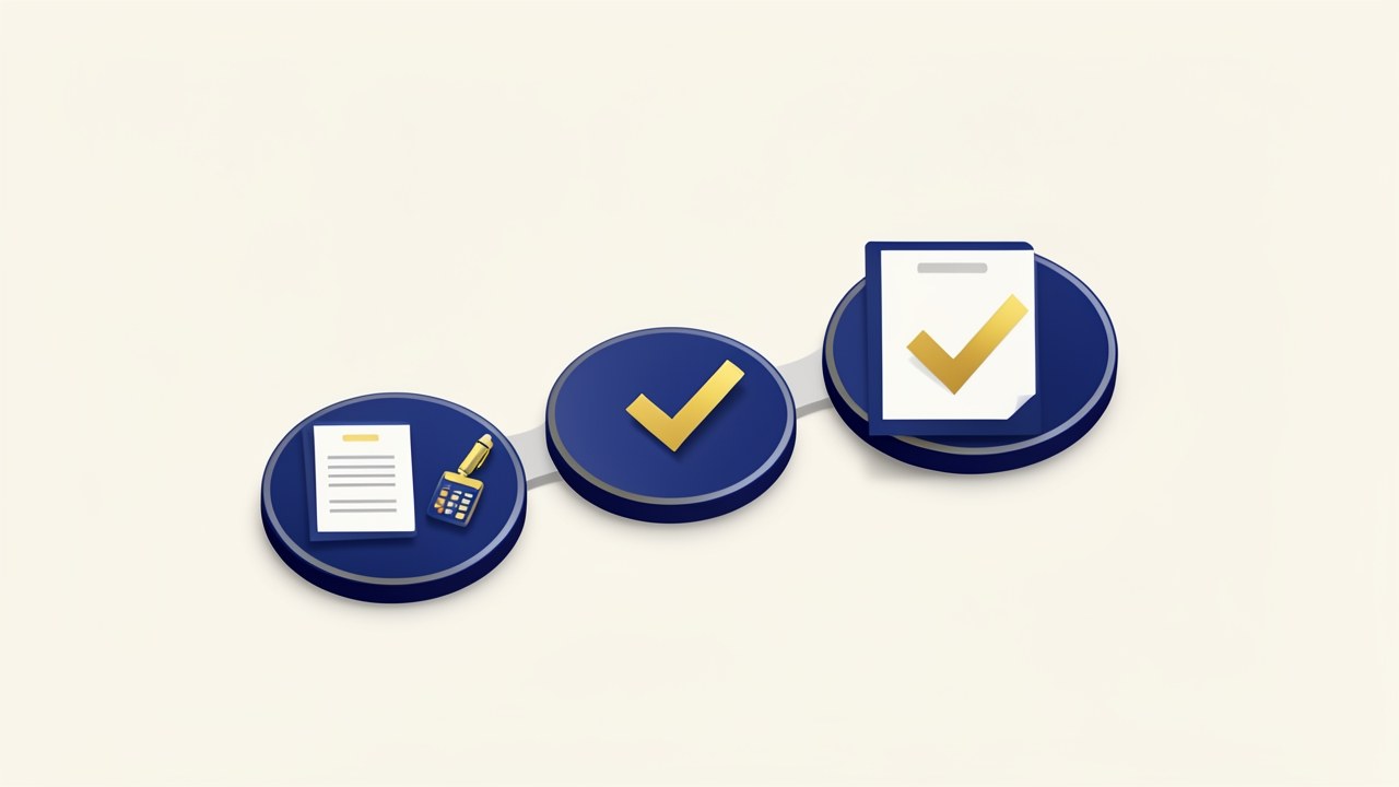 Illustrated step-by-step path with numbered nodes leading to a finished document, representing the FAFSA application process.