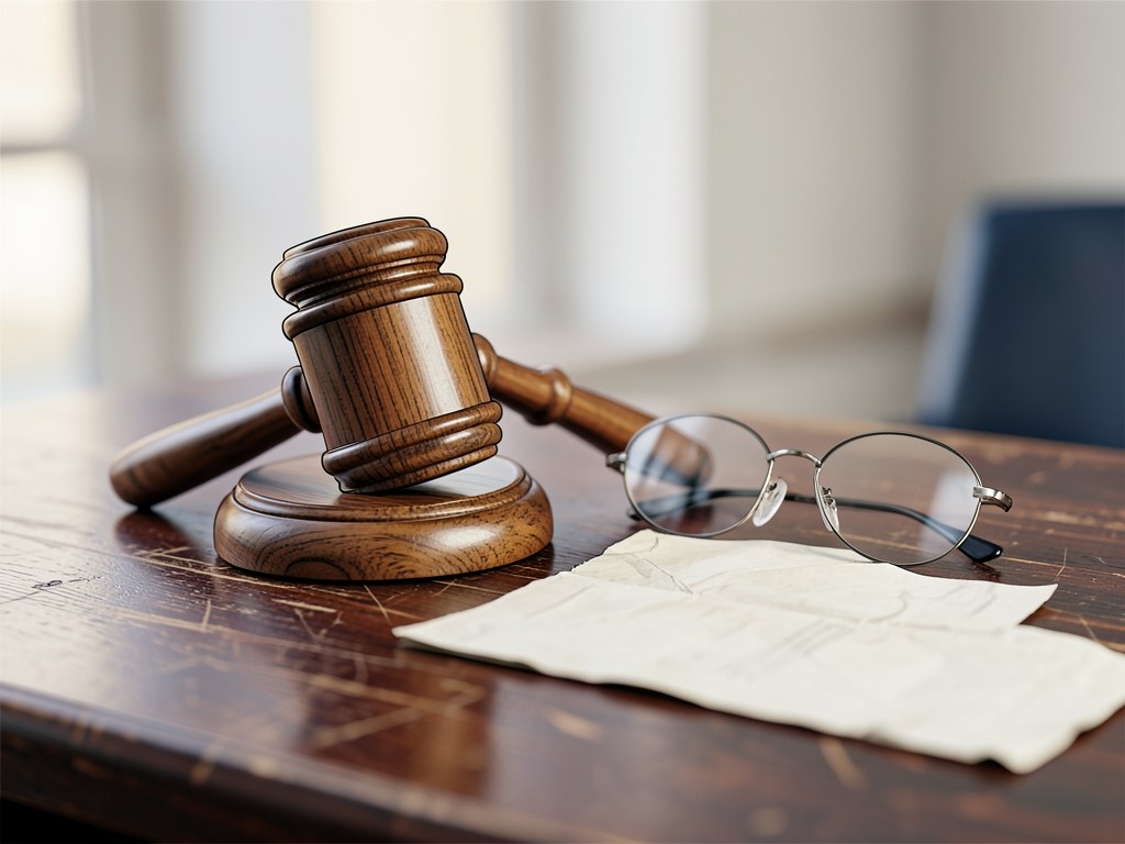 A gavel and a document on a desk, symbolizing legal terms and conditions.