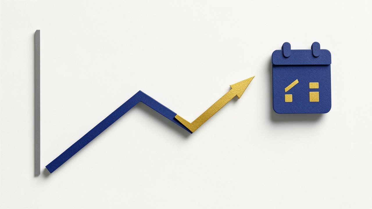 Illustrated chart showing a descending loan balance with a calendar, symbolizing repayment.